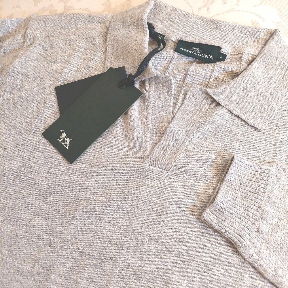 Rodd & Gunn Mens Fortrose Knit L/S Johnny Collar Lite Sweater Stone Marle S NEW! - Picture 2 of 12